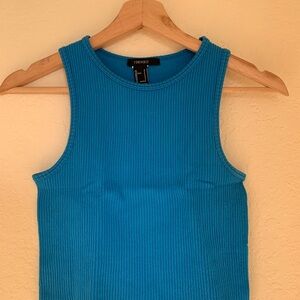 Blue Ribbed Tank Top